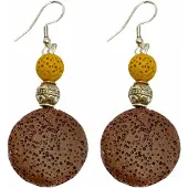 Charme Bijoux Oorbellen Kaia-Lava steen Bruin zilver -