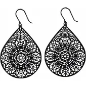 Charme Bijoux Allergievrij oorhangers fantasie cirkel - zwart filigraan