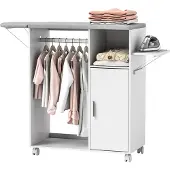 HOMCOM Strijkplankkast - Spaanplaat - 127x42,5x99cm - Wit