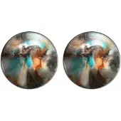 Charme Bijoux Clip oorbellen zwart blauw oranje 2 cm