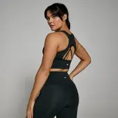 Myprotein MP Power lange sportbeha - Zwart - XXS