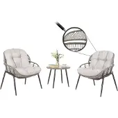 Mendler Poly-rattan set -N33, balkonset tuinset zitgroep stoel bijzettafel ~ grijs, bekleding lichtgrijs