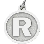 MOOYE ® - Collectie Zilveren Letter R rond mat en glans kettinghanger