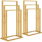 Casaria Handdoekenrek Set van 2 Bamboe 40x24x82cm