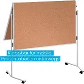 Franken Dubbelzijdig Trainingsbord Mobiel Inklapbaar ECO-UMTKTGR 120 (B) x 150 (H) cm Prikbaar kurkoppervlak Vrijstaand