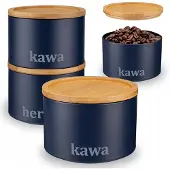 Galicja Metalen Koffiepot met Bamboe Deksel - KAWA - Marineblauw
