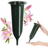 Kadax Groene Grafvaas 23cm met Steekpunt - Duurzaam en Weerbestendig