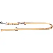 Dingo Verstelbare Leren Hondensnoer SOFT 2.0x220cm Natuur