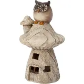 Intratuin Tuinbeeld Paddenstoelenhuis Uil Bruin D 8,5 H 15,6 Cm