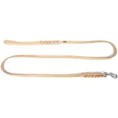 Dingo Gevlochten Leren Hondenhalsband, Zacht, 1.2x180cm, Natuurlijk