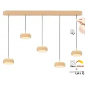 Freelight Hanglamp Puleggia 5 lichts L 120 cm comfortlift beige