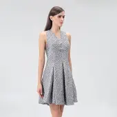 Smart & Joy Fit-and-Flare Silver Jacquard-jurk