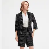 Smart & Joy Bi-materiaal Gestreepte Jas