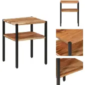 vidaXL Bijzettafel 35x35x45 cm massief acaciahout en ijzer