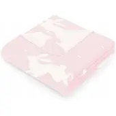 AmeliaHome Zachte katoenen kinderplaid met konijnen, 150x200 cm, roze