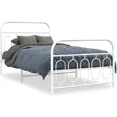 vidaXL Bedframe met hoofd- en voeteneinde metaal wit 107x203 cm