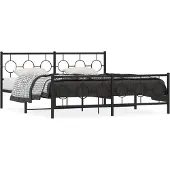 vidaXL Bedframe met hoofd- en voeteneinde metaal zwart 183x213 cm