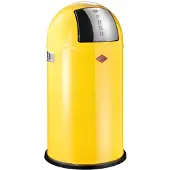 Wesco Pushboy Prullenbak | 50 Liter | Metaal - Citroengeel | Vuilnisbak - Made in Germany