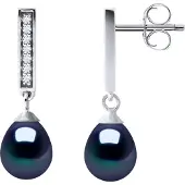 Diadema Oorbellen Dangle zoetwater parels 6-7mm Black Peren Sieraden 925
