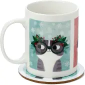 Puckator Angie Rozelaar - Kerstkatten - Kerstbeker met onderzetter