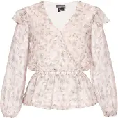 Dreimaster Blouse blauw / lichtbruin / wit