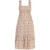 Mymo Zomerjurk crème / oranje / pink / zwart