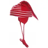 Doll Baby muts met strik, rood gestreept, maat 43