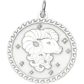 MOOYE ® - Collectie Zilveren Sterrenbeeld ram rond kettinghanger