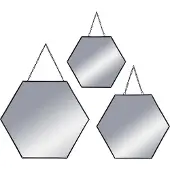 Atmosphera Hexagonale Spiegelset - 3 stuks, Zwart Metaal