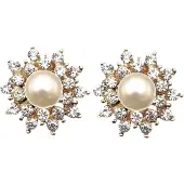 Charme Bijoux Clip oorbellen strass- parel -goudkleur- 2.5 cm- geen gaatje-
