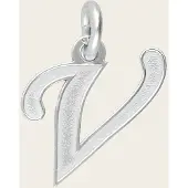MOOYE ® - Collectie Zilveren letter V sierlijk mat-glans kettinghanger