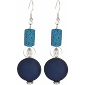 Charme Bijoux Oorbellen zilver-hout-lavasteen-blauw -