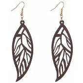 Charme Bijoux Zilveren oorhangers Cadier hout bruin- goudkleurig -