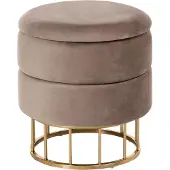 Beliani ELGIN - Poef - Taupe - 37 cm - Fluweel