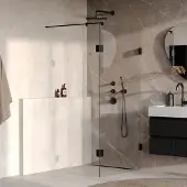 Brauer Void inloopdouche helder glas 90x200 met 30 zijwand incl. glascoating mat zwart