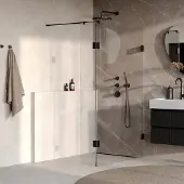 Brauer Void Inloopdouche 120x200cm - Zijwand 30cm - Mat Zwart - Veiligheidsglas - Douche, Douchewanden, Inloopdouche, Vaste Wand Met Zijwand - 8720359357434