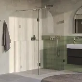 Brauer Void inloopdouche helder glas 130x200 met 40 zijwand incl. glascoating PVD RVS-kleurig geborsteld