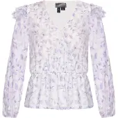 Dreimaster Blouse lila / lavendel / wit