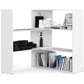 Akord L-vormige Hoekboekenkast TWIST MINI / Witte Boekenkast / Open Opbergplanken / Wit / Furniture Factory / 173,6x30x109,3 cm