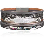 Deja Jewels Deja Armband zilverkleurig grijs met veer en strass