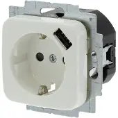 Busch Jaeger Stopcontact met USB | Busch-Jaeger | Reflex (Inbouw, Randaarde, Wit)