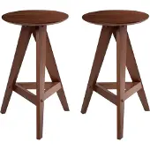 Beliani AROMA - Barkruk set van 2 - Bruin - Rubberhout