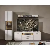 Wohn-Concept Como TV/woonkameroplossing Gelakt hout/graniet steenfineer Sahara crème gelakt