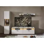 Wohn-Concept Como TV/woonkameroplossing Gelakt hout/graniet steenfineer Sahara crème gelakt