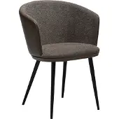 Ebuy24 Hey Dan-Form eetkamerstoel met armleuningen PU-kunstleer, bouclé bruin.