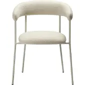Ebuy24 Plenti Dan-Form eetkamerstoel met armleuningen bouclé wit.