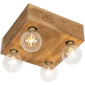 QAZQA Landelijke plafondlamp donker hout 4-lichts - Bloc