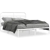 vidaXL Bedframe met hoofdbord metaal wit 140x190 cm