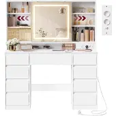 Vasagle KAILYN Collectie - Kaptafel met spiegel en ledverlichting, Spiegel met led