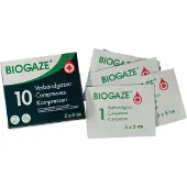 Biogaze Verbandgaas 5x5cm - Wonden. Lichte Huidbeschadigingen en Oppervlakkige Brandwonden 10 St Compressen